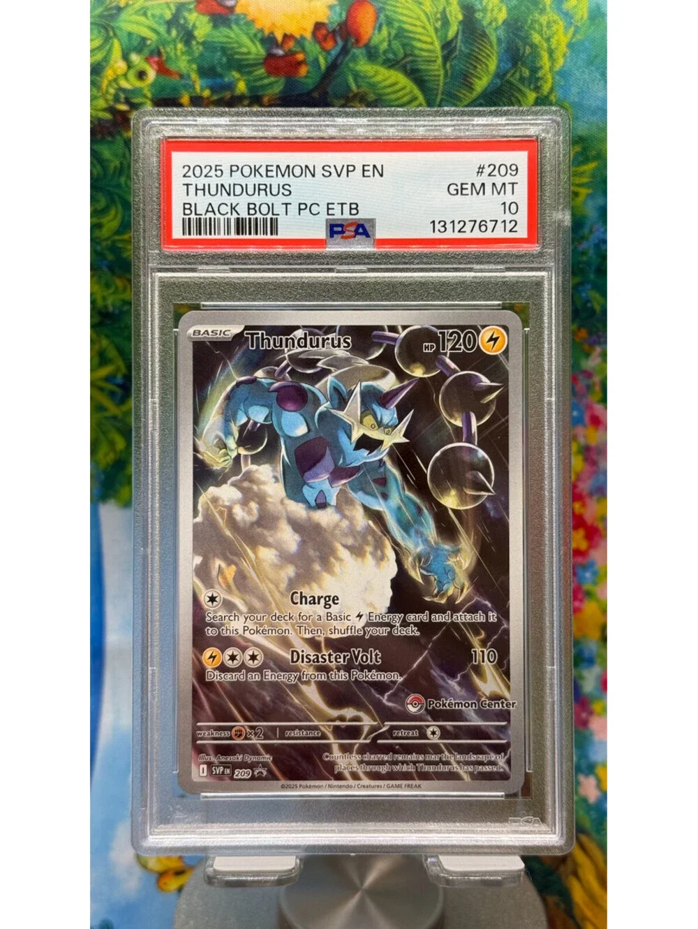 2025 Pokémon Thundurus SVP 209 Black Bolt Pokémon Center ETB Promo PSA 10